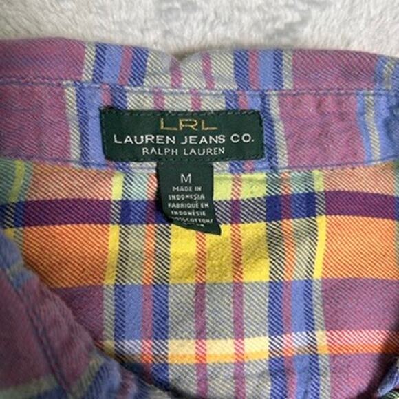 LRL Lauren Jeans Co. Flannel Womens Medium Plaid Fall Layers Colorful Capsule - Picture 3 of 5